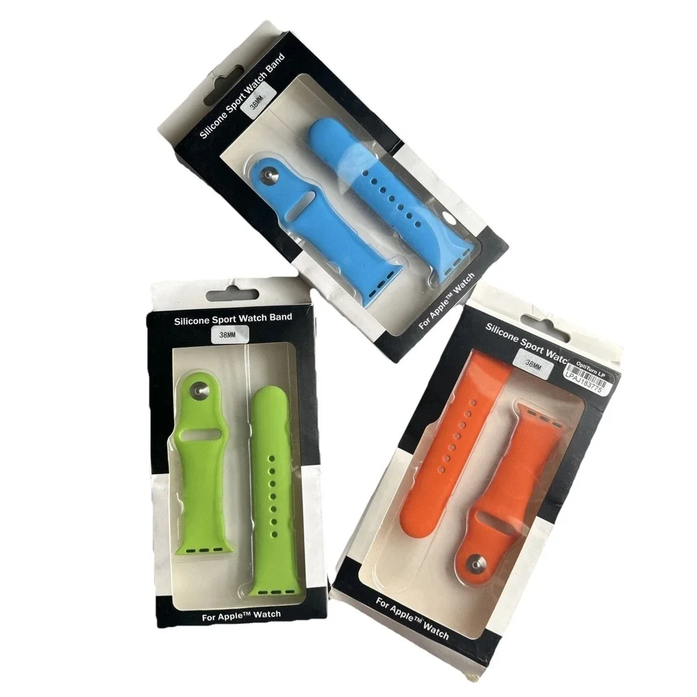 Silicone Sport Watch Band 38 MM For Apple Watch NEW In Box. Box Damaged. Lot of3